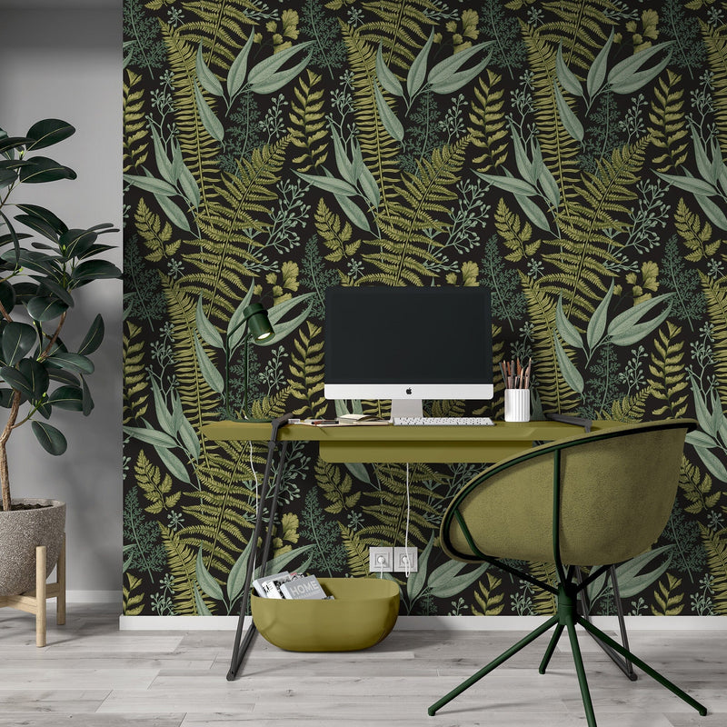 Green Fern Peel and Stick Wallpaper