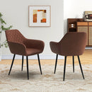 Leisure Dining Chair Set of 2 with Curved Backrest and Wide Seat by LJGDeals