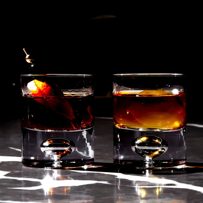 Crystal Bubble Heavy Base Whiskey Glass Tumbler - Set of 4 (9.5oz)