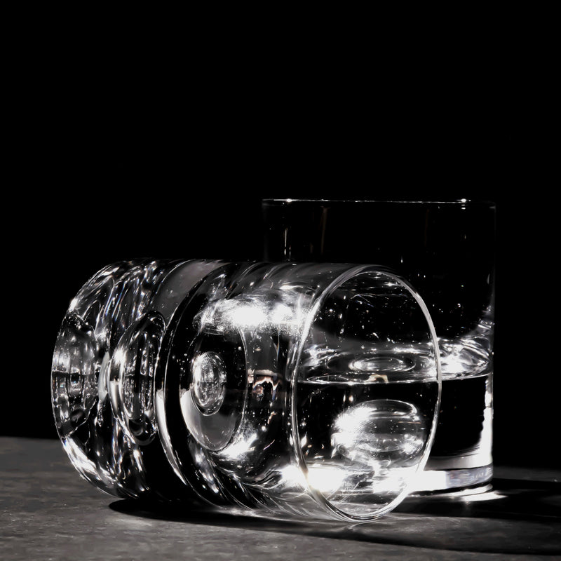 Crystal Bubble Heavy Base Whiskey Glass Tumbler - Set of 4 (9.5oz)