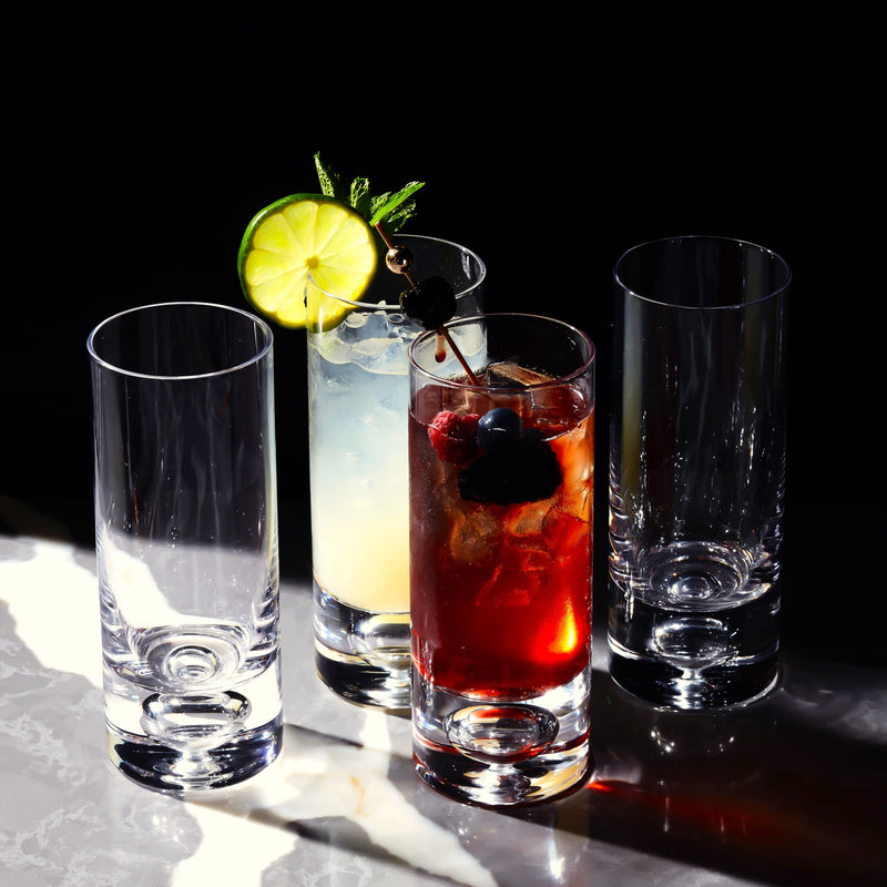 Crystal Bubble Base Collins Glass Highball Tumbler  - 12oz