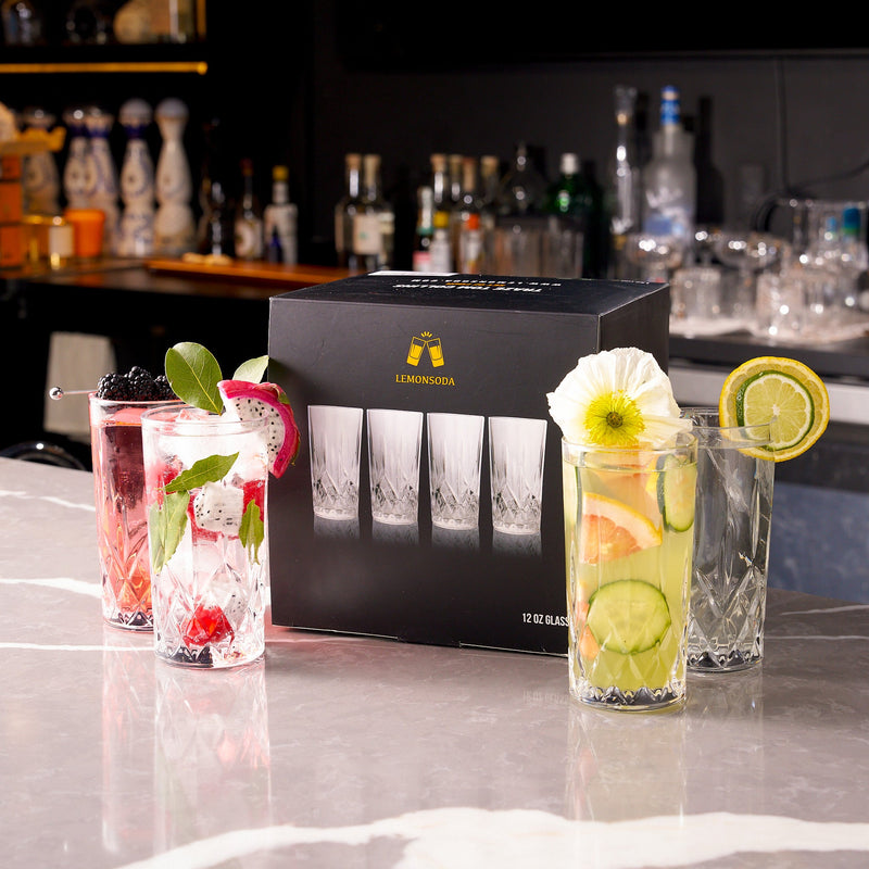 Tom Collins Drinking Glasses – Premium Water Glasses – 12oz