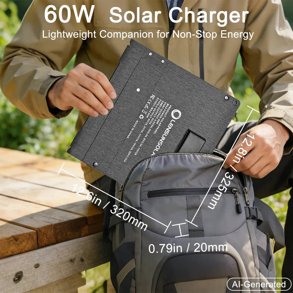 Lensunsolar 60W Waterproof Foldable Solar Panel, photo 5 of 7