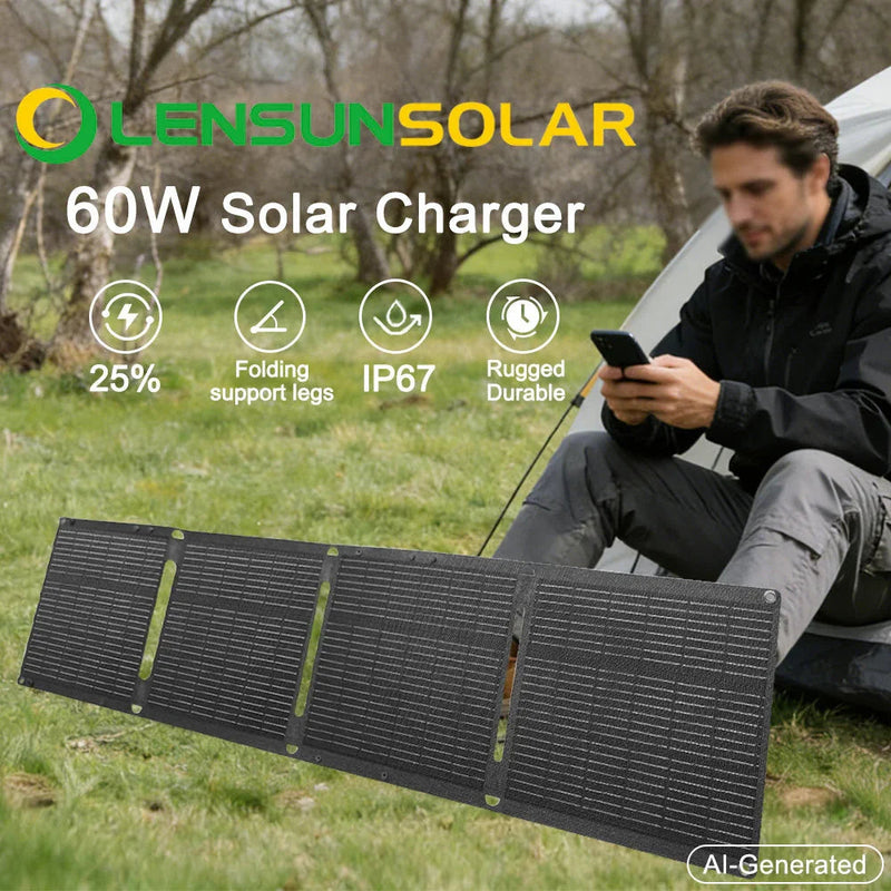 Lensunsolar 60W Waterproof Foldable Solar Panel