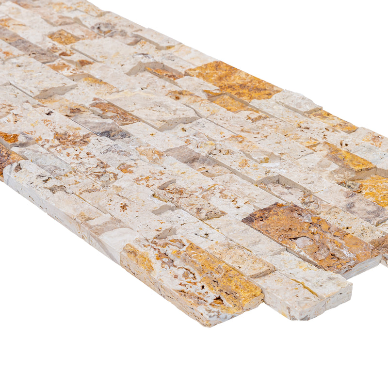 Leonardo Onyx Travertine 3D Ledger Panel 6"x24" – Split-Face Wall Tile, Full Truckload