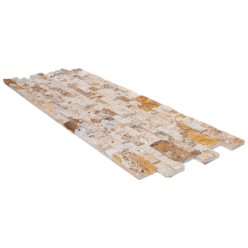 Leonardo Onyx Travertine 3D Ledger Panel 6"x24" – Split-Face Wall Tile, Full Truckload