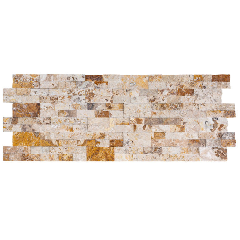 Leonardo Onyx Travertine 3D Ledger Panel 6"x24" – Split-Face Wall Tile, Full Truckload