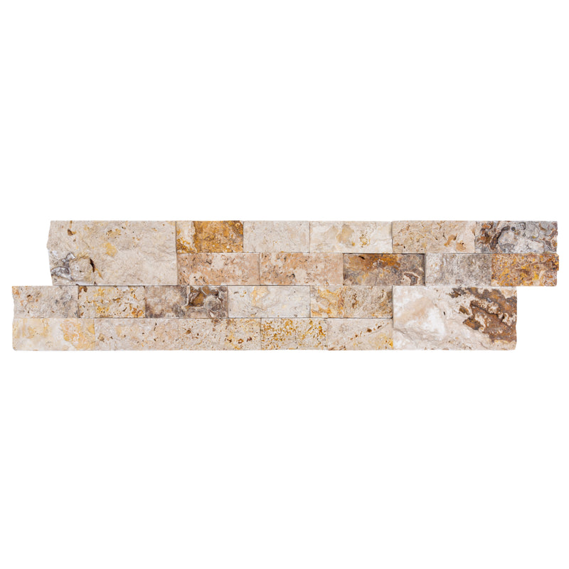 Leonardo Onyx Travertine 3D Ledger Panel 6"x24" – Split-Face Wall Tile, Full Truckload