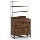 Letter Size Lateral File Cabinet with Lock and Bookshelf-Rustic Brown by LJGDeals