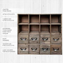 Vintage Inspired Library Card Cubby Cabinet with Drawers by Decor Steals