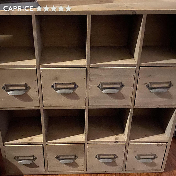 Vintage Inspired Library Card Cubby Cabinet with Drawers