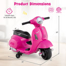 Kids Ride on Motorcycle Licensed Vespa with LED Headlight and Horn Sound-Pink