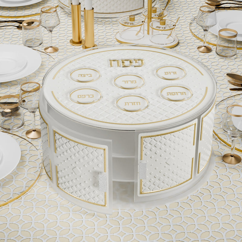 Diamond Leatherite Tiered Kearah Seder Plate