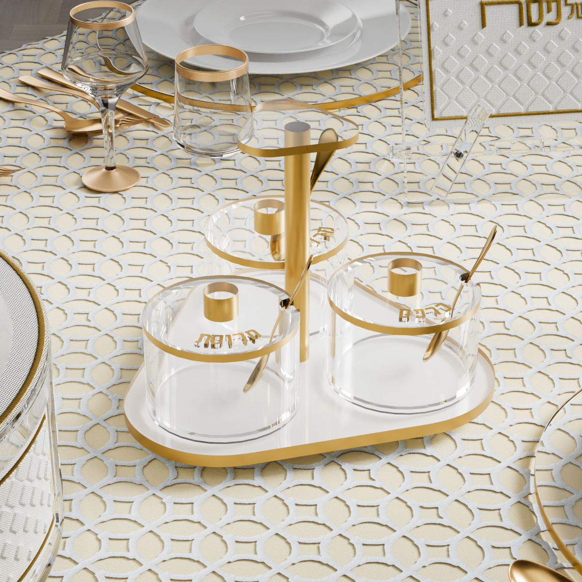 Seder Night Dish Set, installed in a room