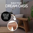 Siena Natural Teak Shower and Bath Stool with Curved Seat and Shelf by NORDICTEAK.COM
