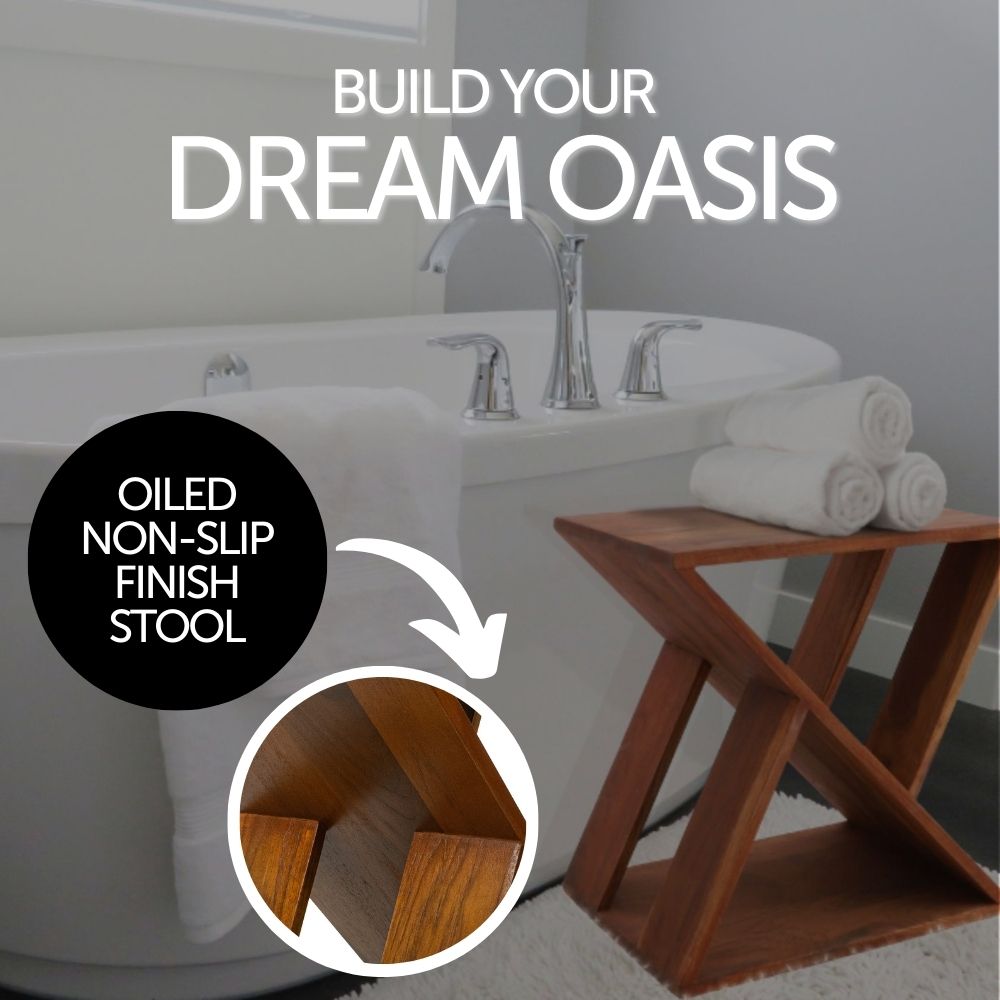 Danish Teak Slatted Stool, installed in a room