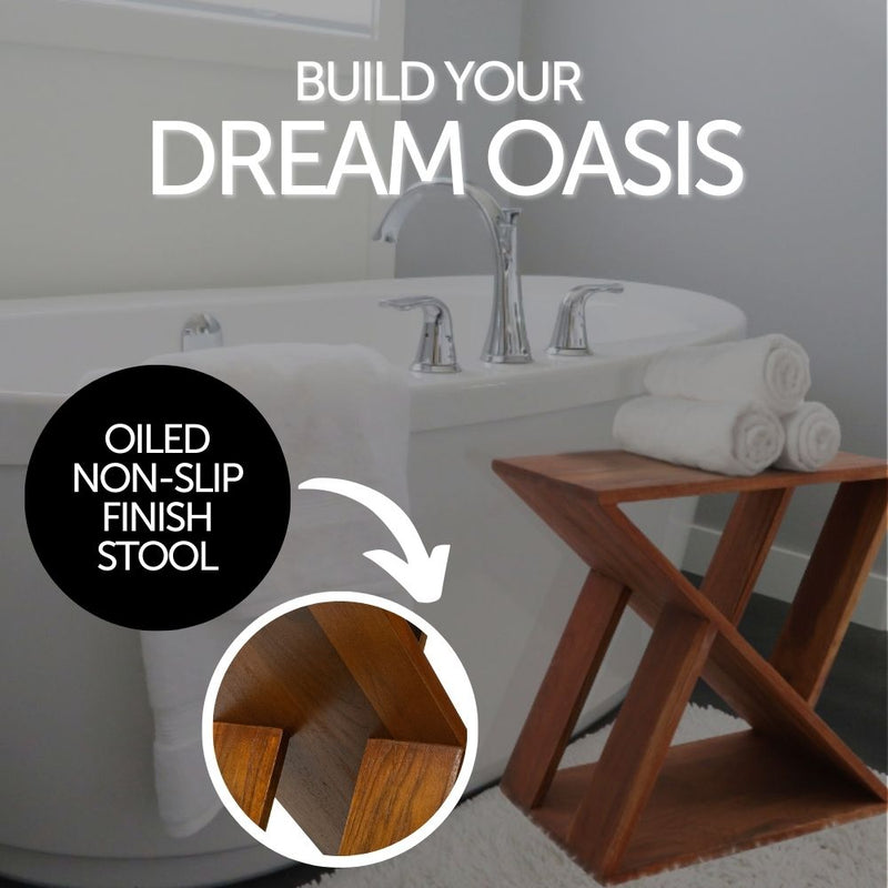 Danish Teak Slatted Stool, installed in a room