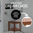 Tanzania Oiled Teak Shower and Bath Corner Stool with Shelf - 17.5"