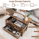 Lift Top Coffee Table with 2 Storage Drawers and Hidden Compartment-Rustic Brown by LJGDeals
