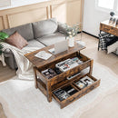 Lift Top Coffee Table with 2 Storage Drawers and Hidden Compartment-Rustic Brown by LJGDeals