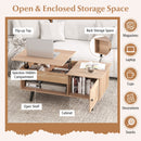 Lift Top Coffee Table with Storage and Hidden Compartment-Natural