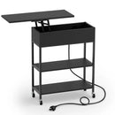 Lift Top Side Table with Charging Station and Wheels by LJGDeals