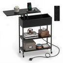 Lift Top Side Table with Charging Station and Wheels by LJGDeals