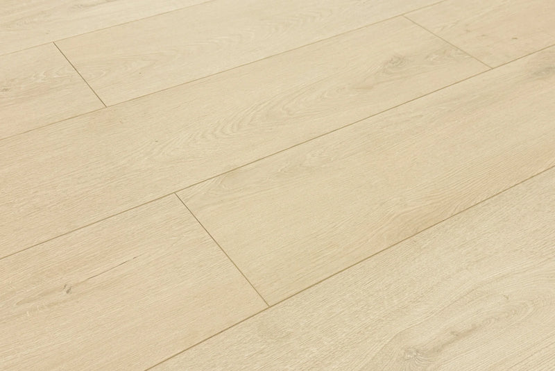 Light Beige Micro Bevel Matte 9.25"x60" Waterproof Laminate Flooring 12mm - Linea