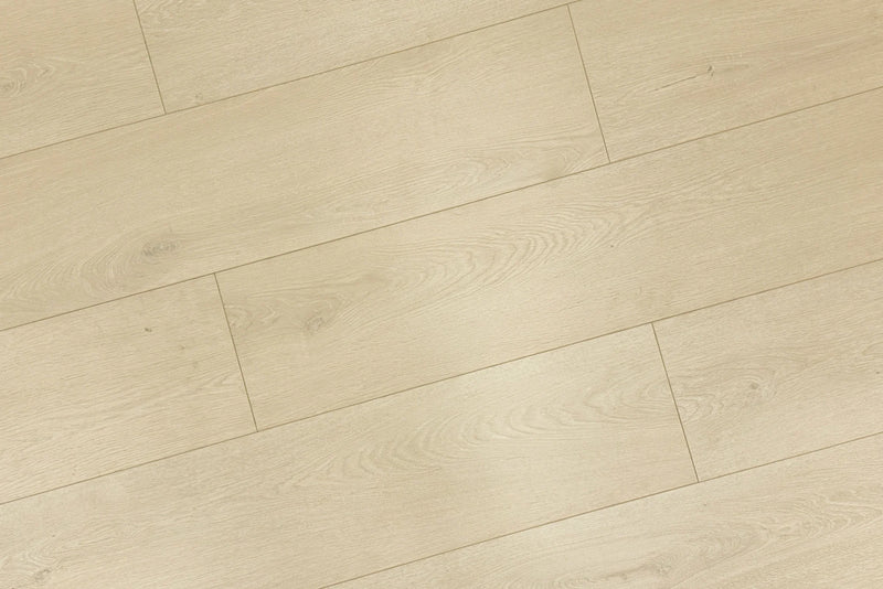 Light Beige Micro Bevel Matte 9.25"x60" Waterproof Laminate Flooring 12mm - Linea