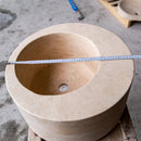 Handcrafted Beige Travertine Round 18 Inch Natural Stone Bathroom Sink