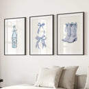 Preppy Aesthetic Dorm Decor Blue Wall Art Prints by Wall Art Set