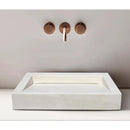 White Limestone Rectangular Hidden Drain Vessel Sink 18x21 Honed Finish