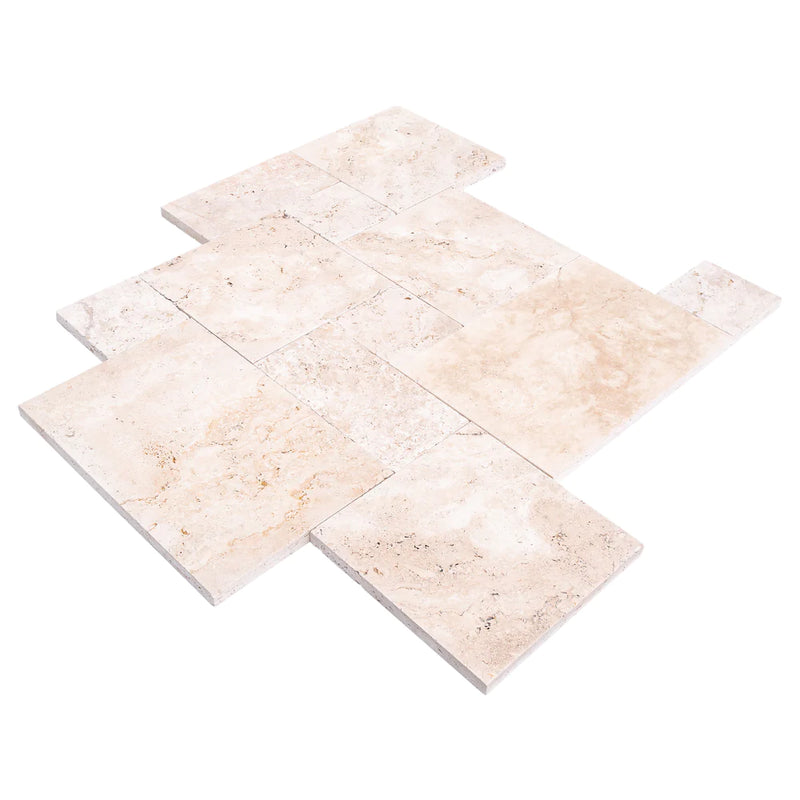 Light Antique Travertine Tumbled Pavers - Full TruckLoad