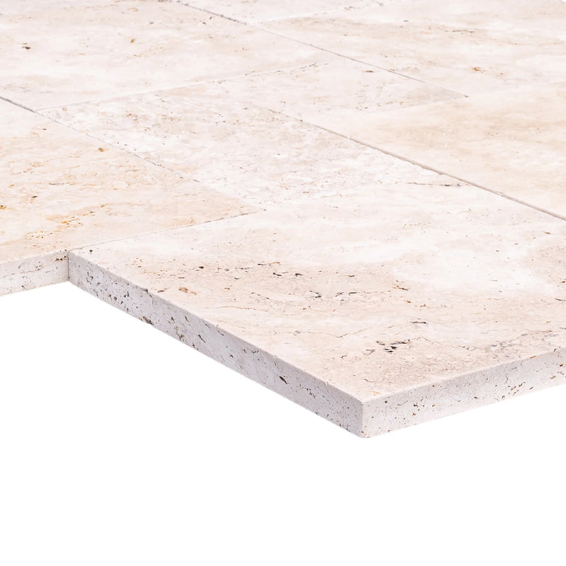 Light Antique Travertine Tumbled Pavers - Full TruckLoad