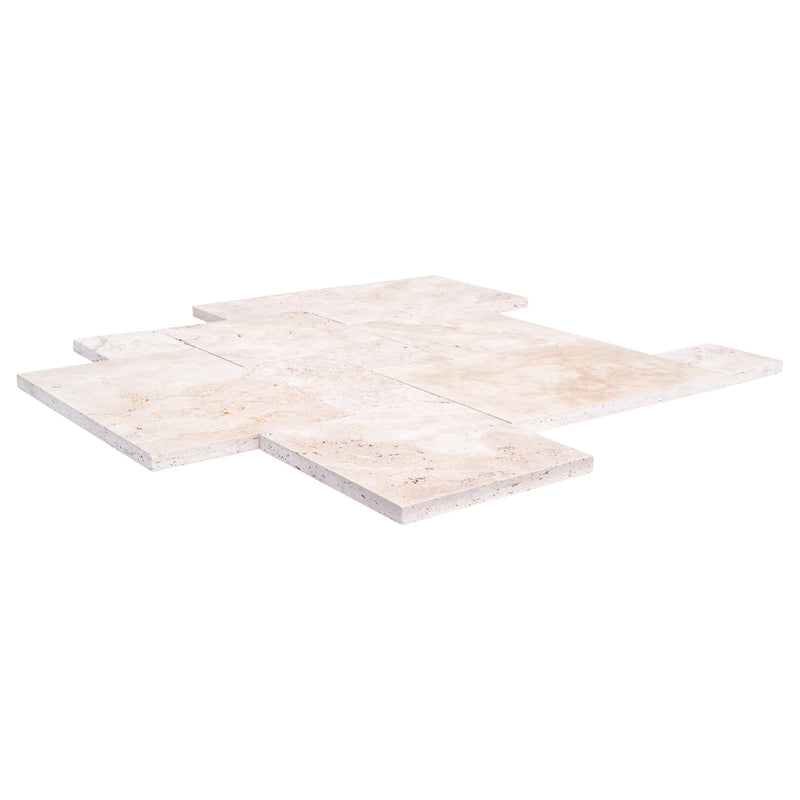 Light Antique Travertine Tumbled Pavers - Full TruckLoad