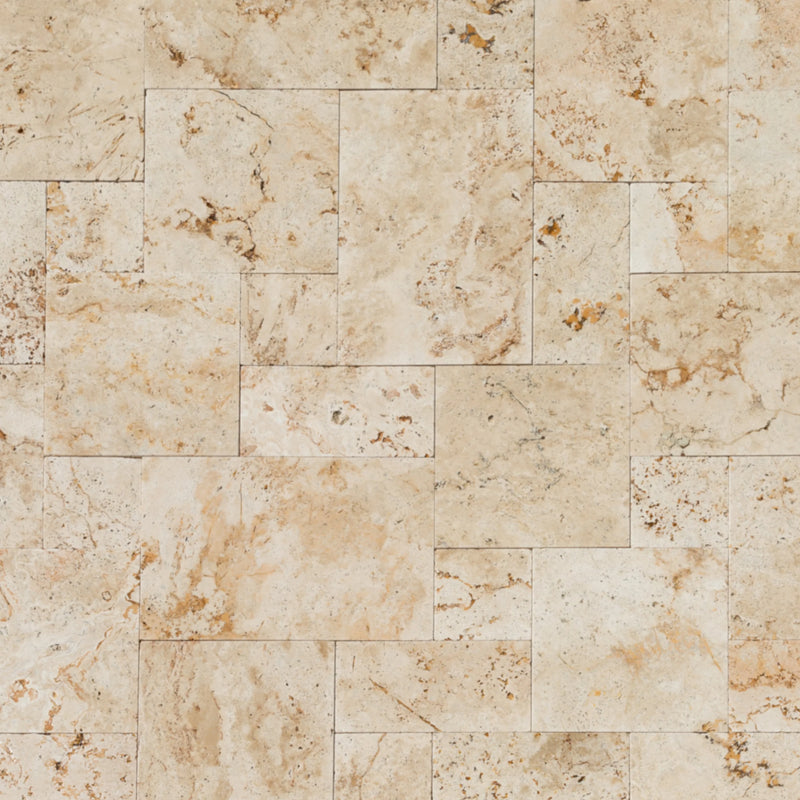 Light Antique Travertine Tumbled Pavers - Full TruckLoad