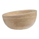 Light Beige Travertine Sloped Bathroom Vessel Sink 16 Inch Diameter Honed