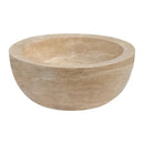Light Beige Travertine Sloped Bathroom Vessel Sink 16 Inch Diameter Honed