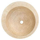 Light Beige Travertine Sloped Bathroom Vessel Sink 16 Inch Diameter Honed