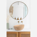 Light Beige Travertine Sloped Bathroom Vessel Sink 16 Inch Diameter Honed