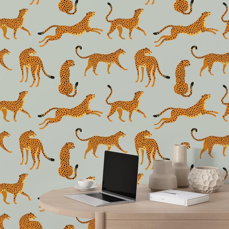 Light Gray Cheetah Animal Print Wallpaper - Peel and Stick Wallpaper