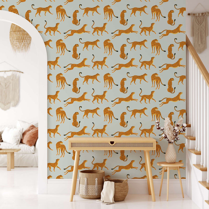 Light Gray Cheetah Animal Print Wallpaper - Peel and Stick Wallpaper