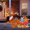 Lighted 2D Christmas Reindeer and Sleigh Decoration for Lawn Front Door Home by DirectDeals
