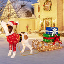 Outdoor Pre-lit Xmas Dog and Sleigh with 170 Warm Bright Lights for Porch by LJGDeals