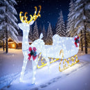 6 Feet Christmas Lighted Reindeer and Santa's Sleigh Decoration with 4 Stakes by LJGDeals
