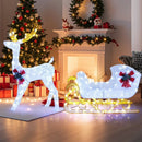6 Feet Christmas Lighted Reindeer and Santa's Sleigh Decoration with 4 Stakes by LJGDeals