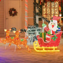 Lighted Christmas Santa on Sleigh with Reindeer and LED Lights by LJGDeals