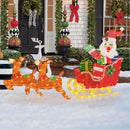 Lighted Christmas Santa on Sleigh with Reindeer and LED Lights by LJGDeals