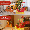 Lighted Christmas Santa on Sleigh with Reindeer and LED Lights by LJGDeals