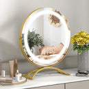 16 x 16 Inch Round LED Vanity Mirror with 3-Color Lighting and Brightness Dimming by LJGDeals